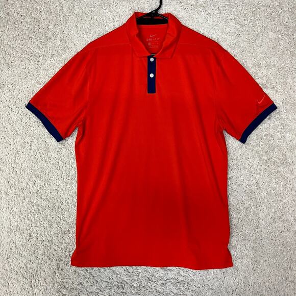 Nike Dry Vapor Solid Polo Shirt Mens Medium Red Short Sleeve Golf Tennis - Picture 1 of 9